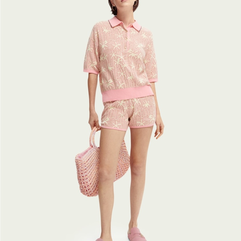 🌴 Brand New! Scotch & Soda Palm Tree Jacquard Knit Top) - Resort